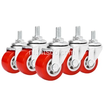 Light Duty Red PVC Swivel Threaded Stam Casters